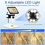 4.3" Microscope numérique pour adultes, SKYEAR Microscope de pièces 1000X Amplification avec 8 Ajustable LED Remplir les lumières, USB Microscope pour Windows/MacOS, Fournitures de collection de pièces-Blanc