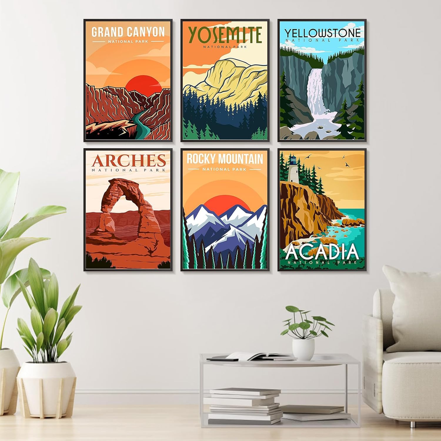 6 Pack Paint by Numbers Kit for Adults Beginners - 10x14 Inch National Park Adult Paint by Number Kits on Canvas, DIY Acrylic Oil Number Painting Kits for Adults, Perfect for Gift Home Decor