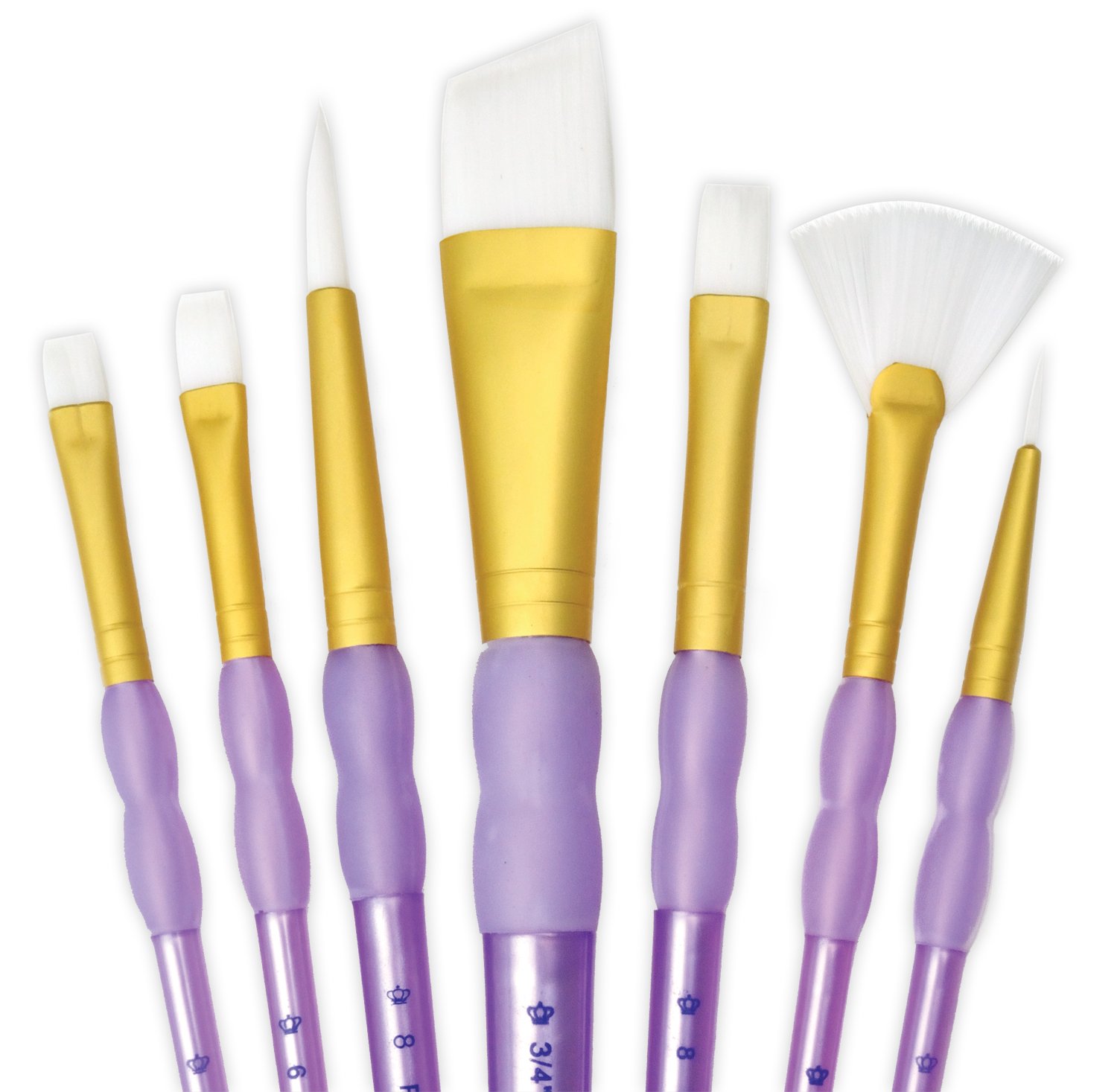 Royal and Langnickel RCC 407 Crafter's Choice Angular Taklon Variety Brush Set - White (Pack of 7)