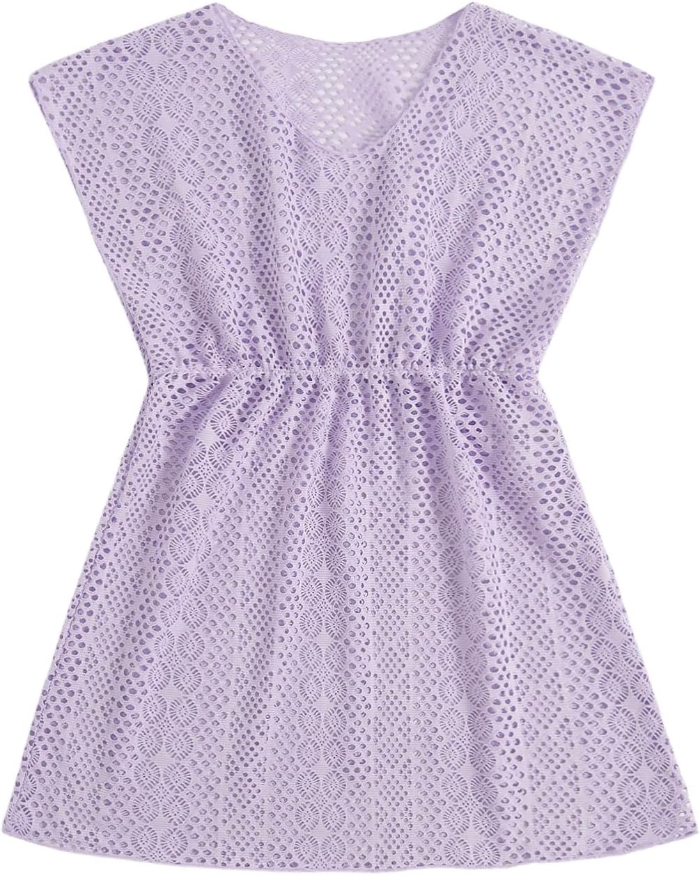 SHENHE Girl's Swim Cover Up V Neck Sleeveless Hollow Out Beach Dress Coverup Beachwear