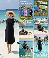 Vista 2 de Vestido de natación Shira Modest para mujer, manga 34, cubierta Tznius, protección solar UPF 50+, secado rápido