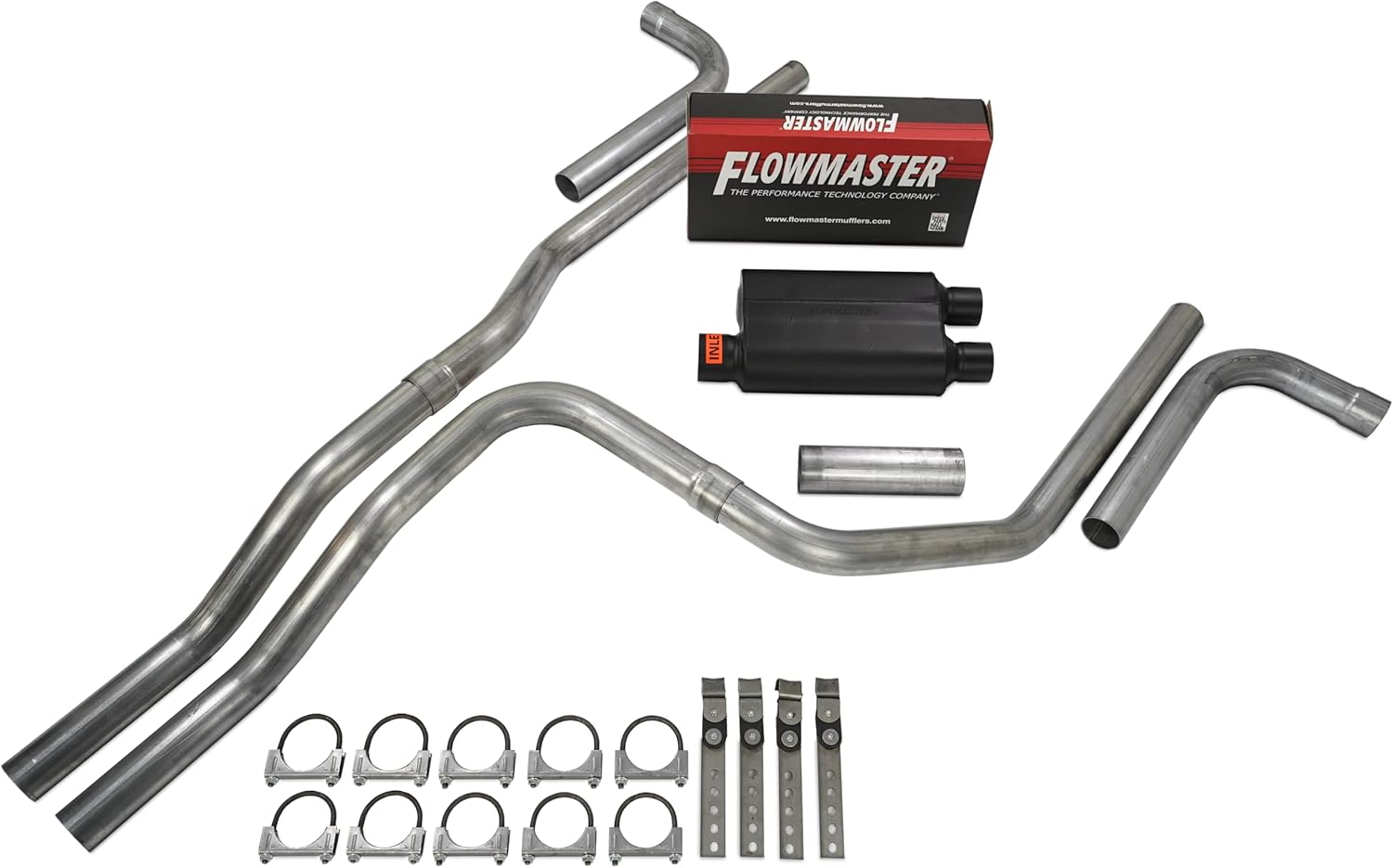 Truck Exhaust Kits- Cat-back 2.5" Dual Exhaust Kit with Flowmaster 40 Delta Flow and Side Exit No Tips