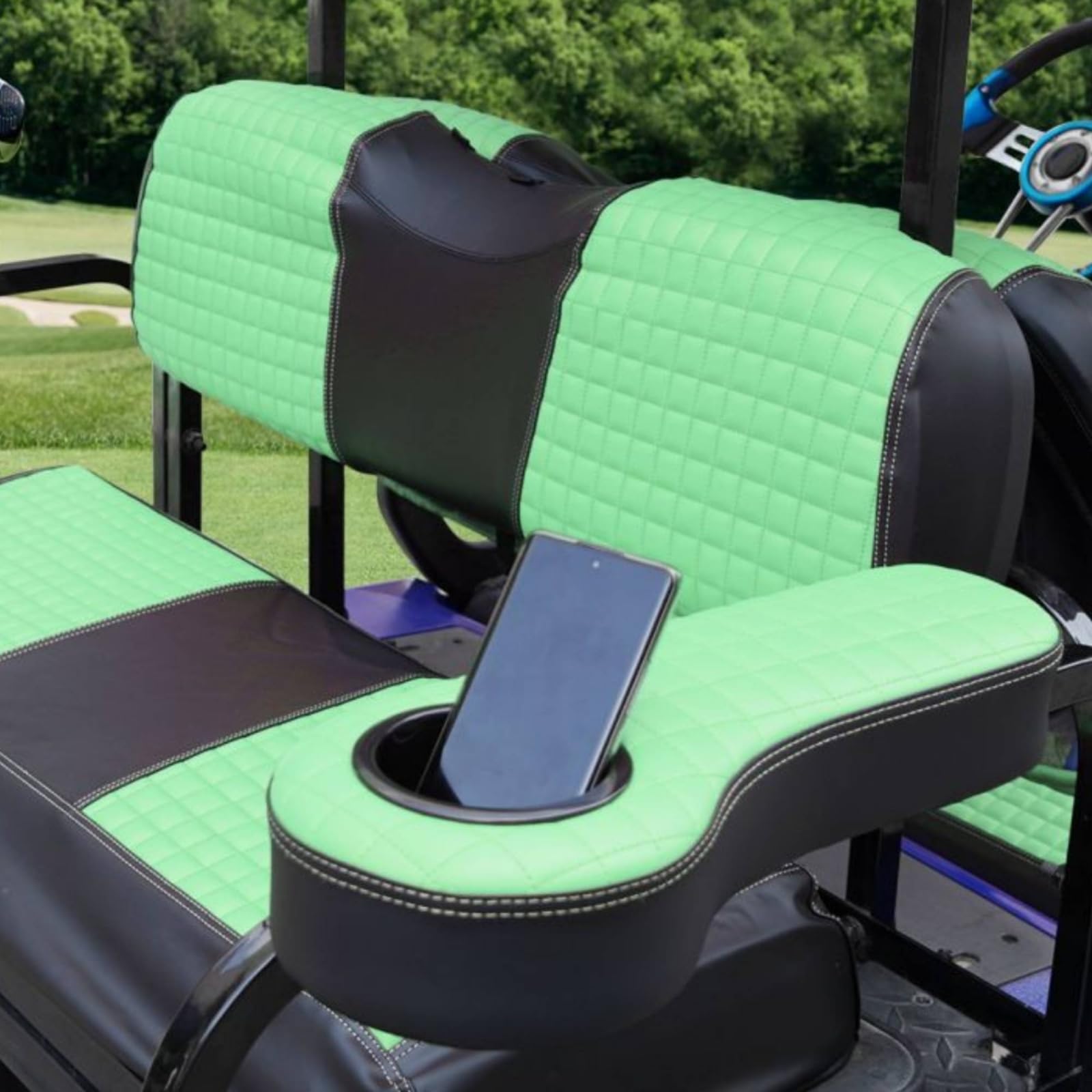 2 Pièces Accoudoir de Véhicule de avec Porte-Gobelet Universel Accoudoir Rembourré Vert Rangement Pratique Accessoire Véhicule