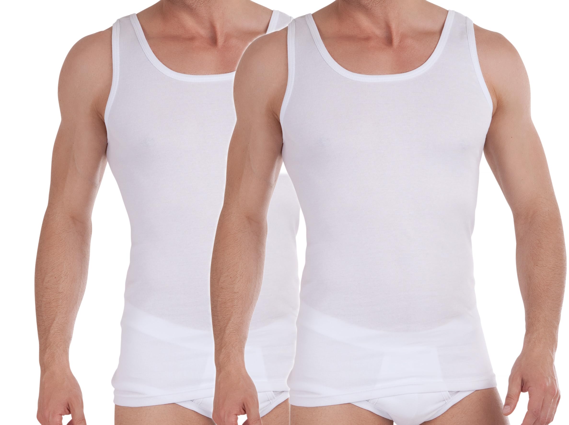 BestSale247 Podkoszulki męskie, tank top, 2 sztuki, z drobnym prążkowaniem, bez szwów