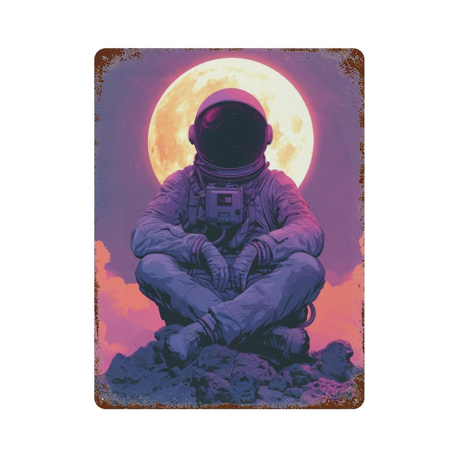 Chilling Astronaut Vintage Metal Tin Sign 15.7"x11.8", Farmhouse Wall Decor for Living Room, Hallway And Home Decor