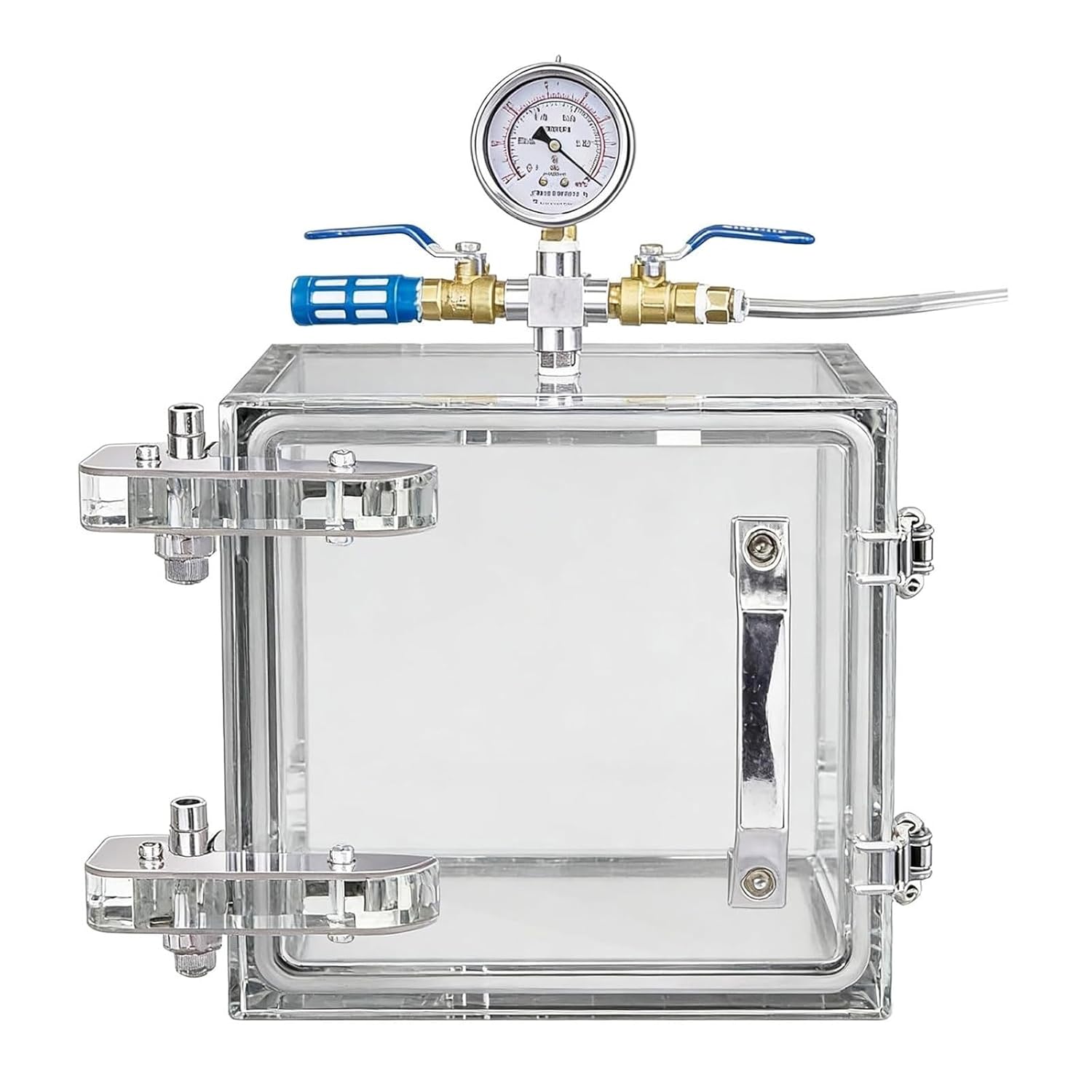 Acrylic Vacuum Degassing Chamber, Clear Degassing Box Kit with Pressure Gauge, Vacuum Desiccator Cabinet with 2 Way Valve, Strong Sealing,for Lab, Industrial Use(30x30x30cm)