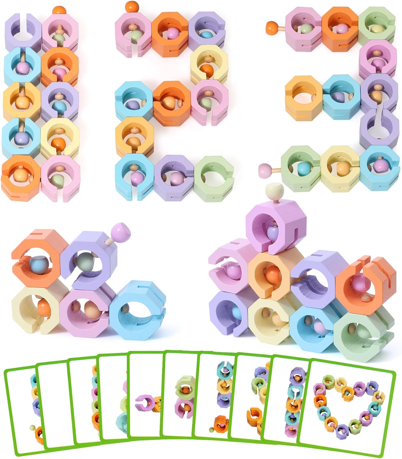 Amazon.com: Wooden Building Blocks Kids STEM Toys Brain Teaser Puzzles ...