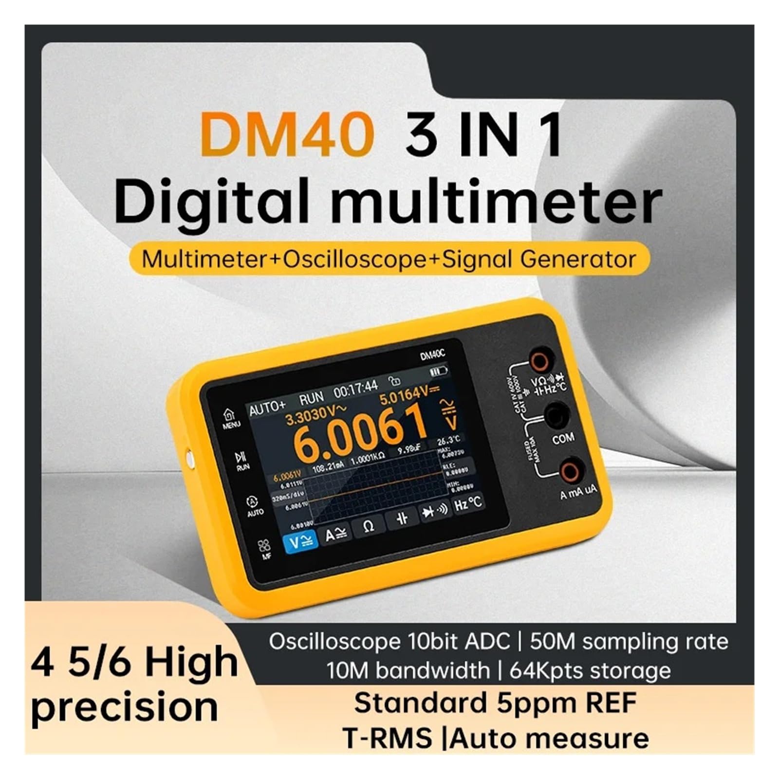 DM40 Digitalmultimeter Oszilloskop Signalgenerator 3 in 1 50M Abtastrate Spannungsdiode Handheld-Automobilwerkzeuge