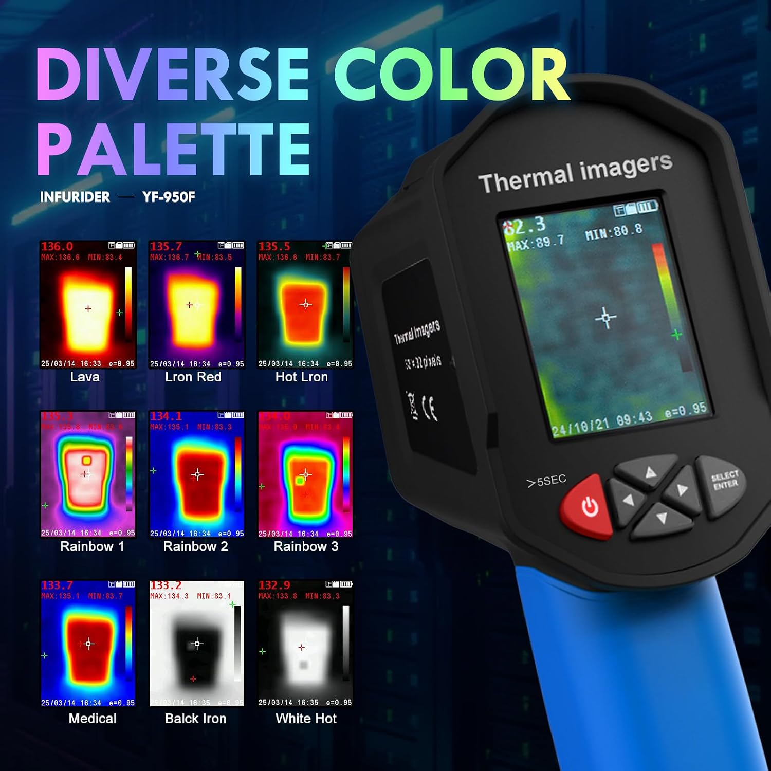 Thermal Camera, Handheld Thermal Imaging Camera,Thermal Imaging with 32 x 32 IR High Resolution, 2.4-inch LCD Screen, -104℉~572℉ Temperature