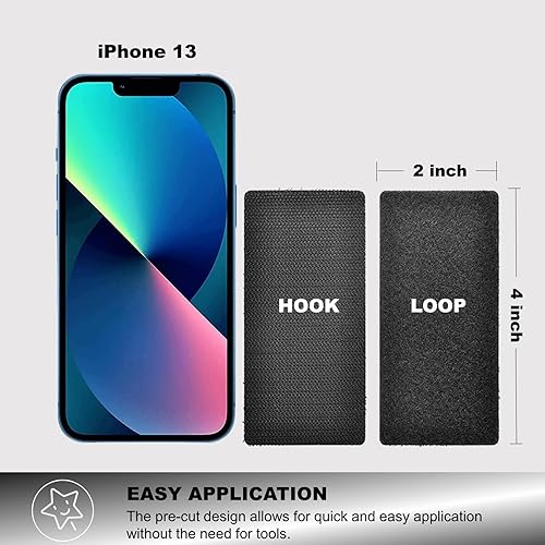 Miniatura 2 de Tiras de gancho y bucle con adhesivo resistente, tiras de 4 x 2 pulgadas con adhesivo, 9 juegos, color negro, tiras de sujeción adhesivas de