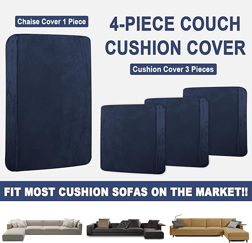 Miniatura 4 de Fundas de sofá modulares para cojines de asiento de 4 piezas de terciopelo separado en forma de L, funda elástica para sofá con 2 fundas de