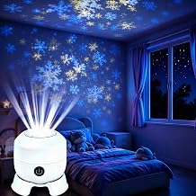 Dynamic Rotating LED Projector Light,Led Starry Ocean Projector, 360 Rotating USB Rechargeable Night Light Projector for Bedroom Home Decor/Party Decor Gifts Snowflakes