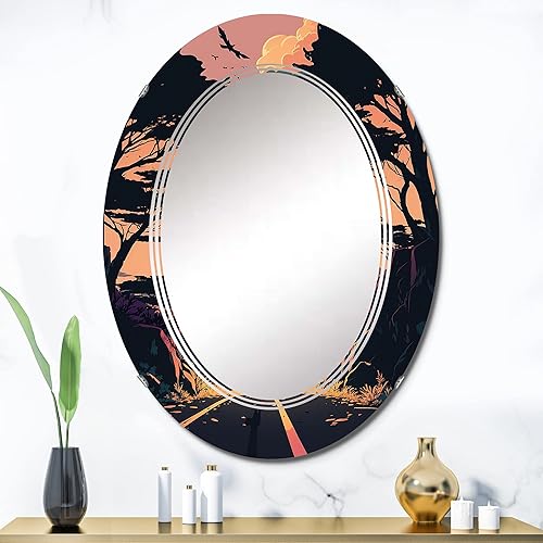 Miniatura 2 de Road to The Sunset I- Vanity Mirror, Bathroom Mirrors, Wall Mirrors for Living Room, Bedroom - Oval Mirror - Large 20'x30', 24'x36'