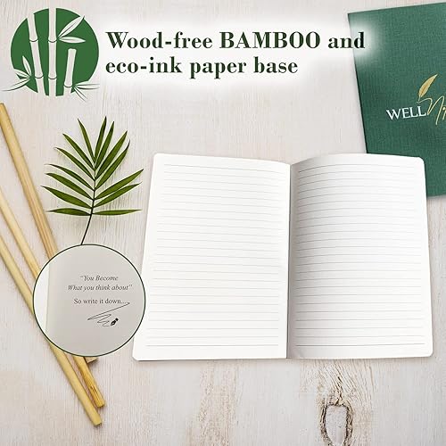 Miniatura 2 de Well Noted Cuaderno clásico y elegante, diario de tapa dura de lino suave, hecho a mano con papel de bambú sin madera de 120 gsm de grosor con tinta