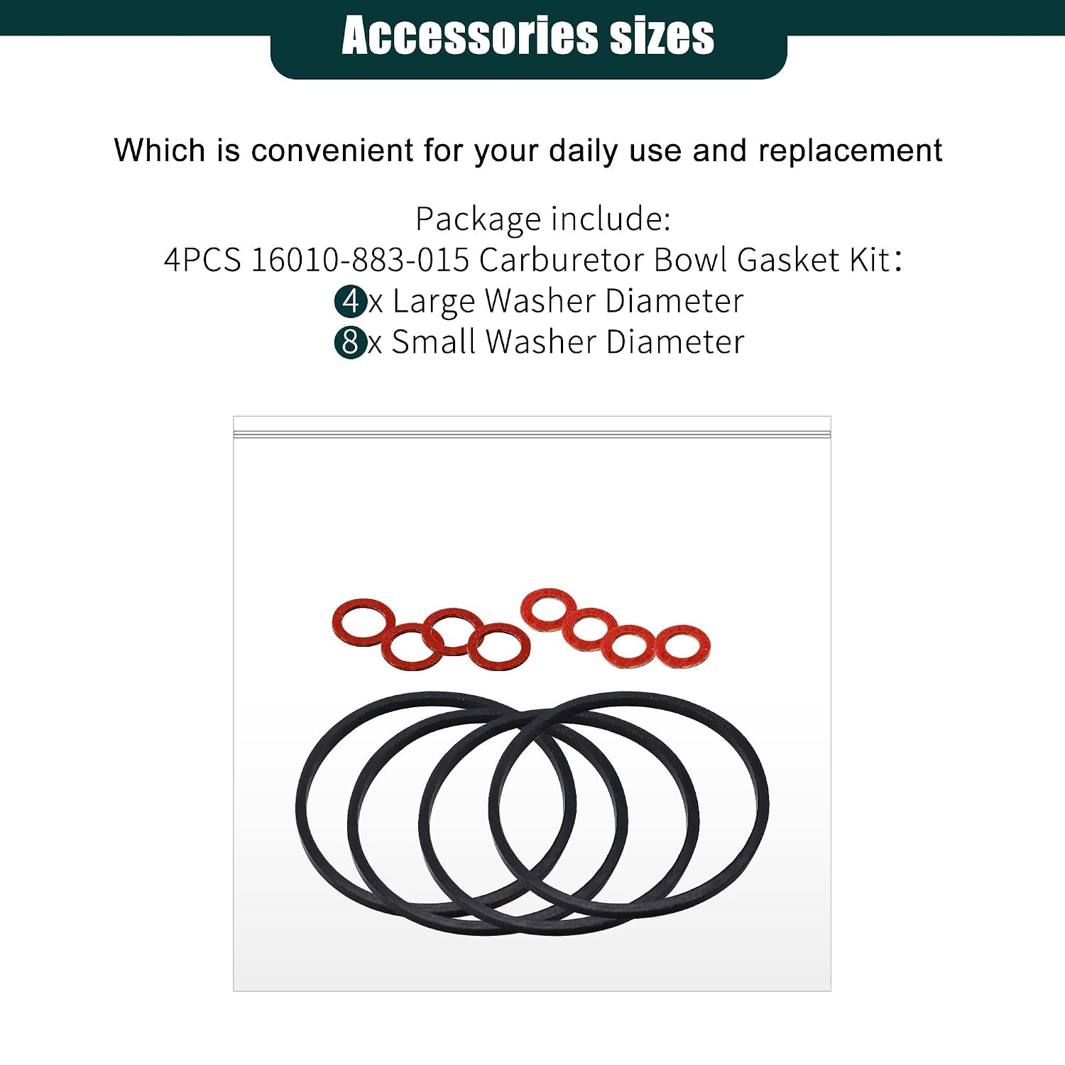 4PCS Black Limited 16010-883-015 Bowl Gasket Kit Carburetor Gasket Lawnmower Parts Carburetor Parts Compatible with Honda Gcv160 Gcv190 G150 G200 G300 G400 Gc135 Gc160 Gc190