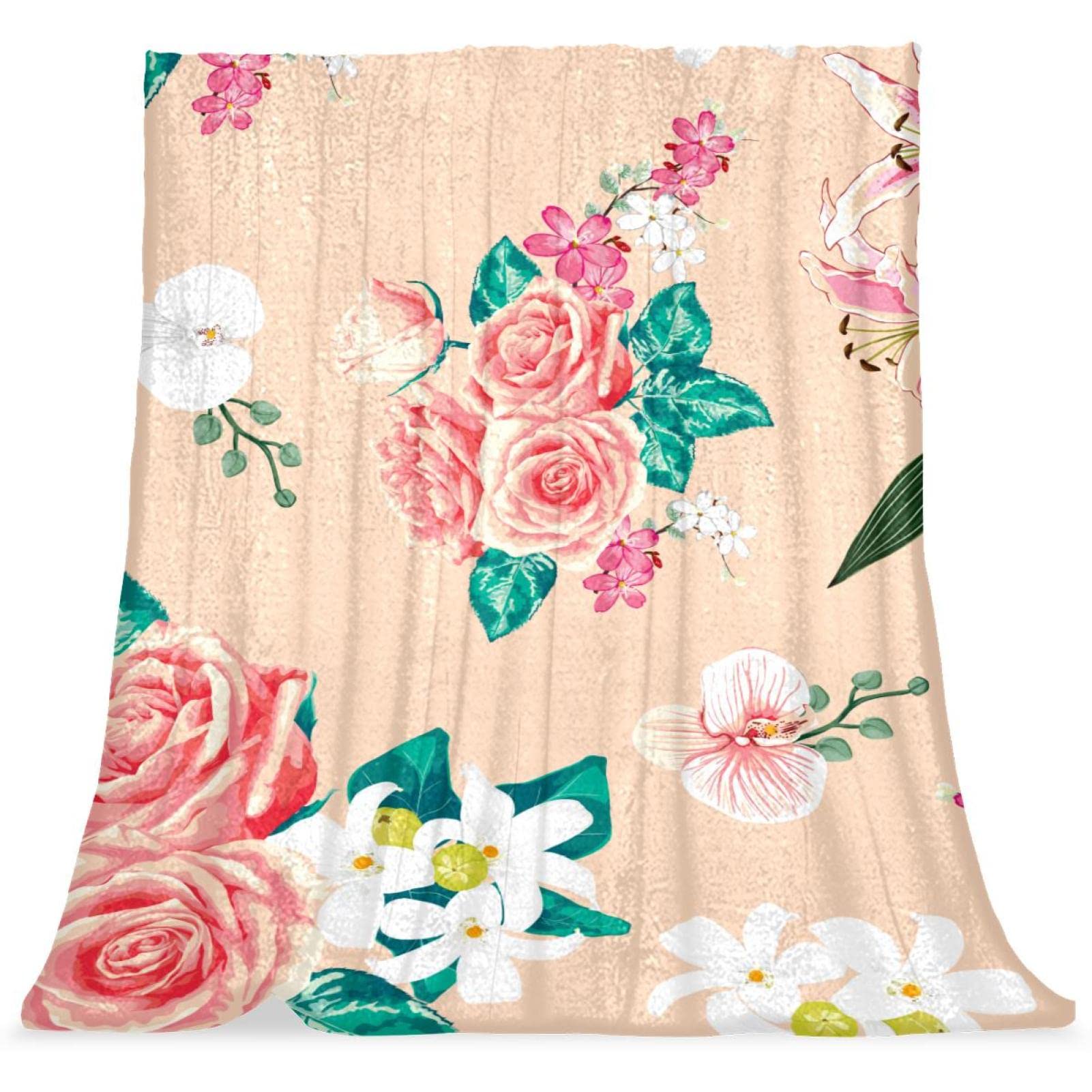 Couverture de lit confortable rose phalaenopsis au design chic et pastorable