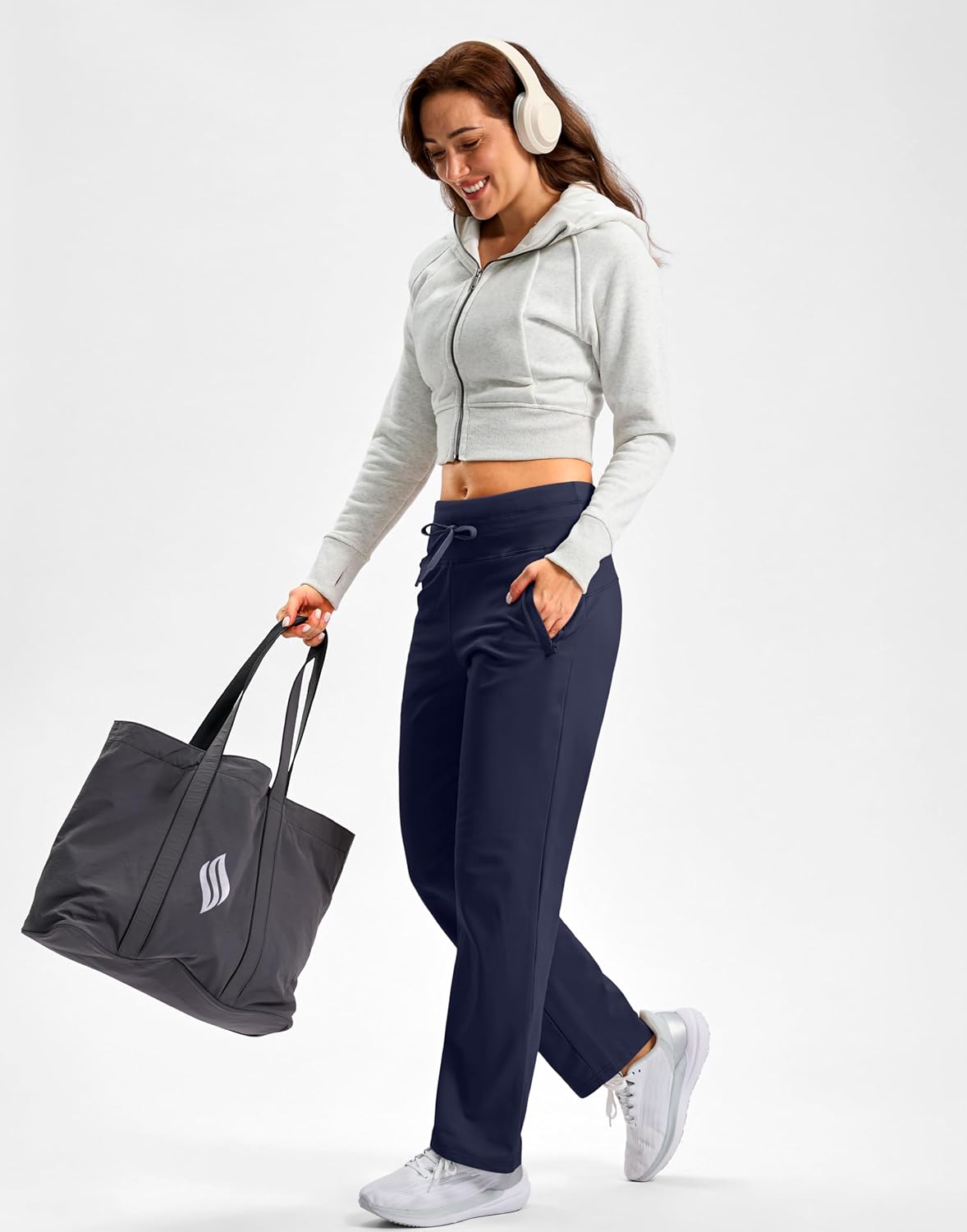 SANTINY Women's Fleece Lined Pants 29" Winter Warm Sweatpants Water Resistant Snow Ski Hiking Pants with Zipper Pockets - Image 4