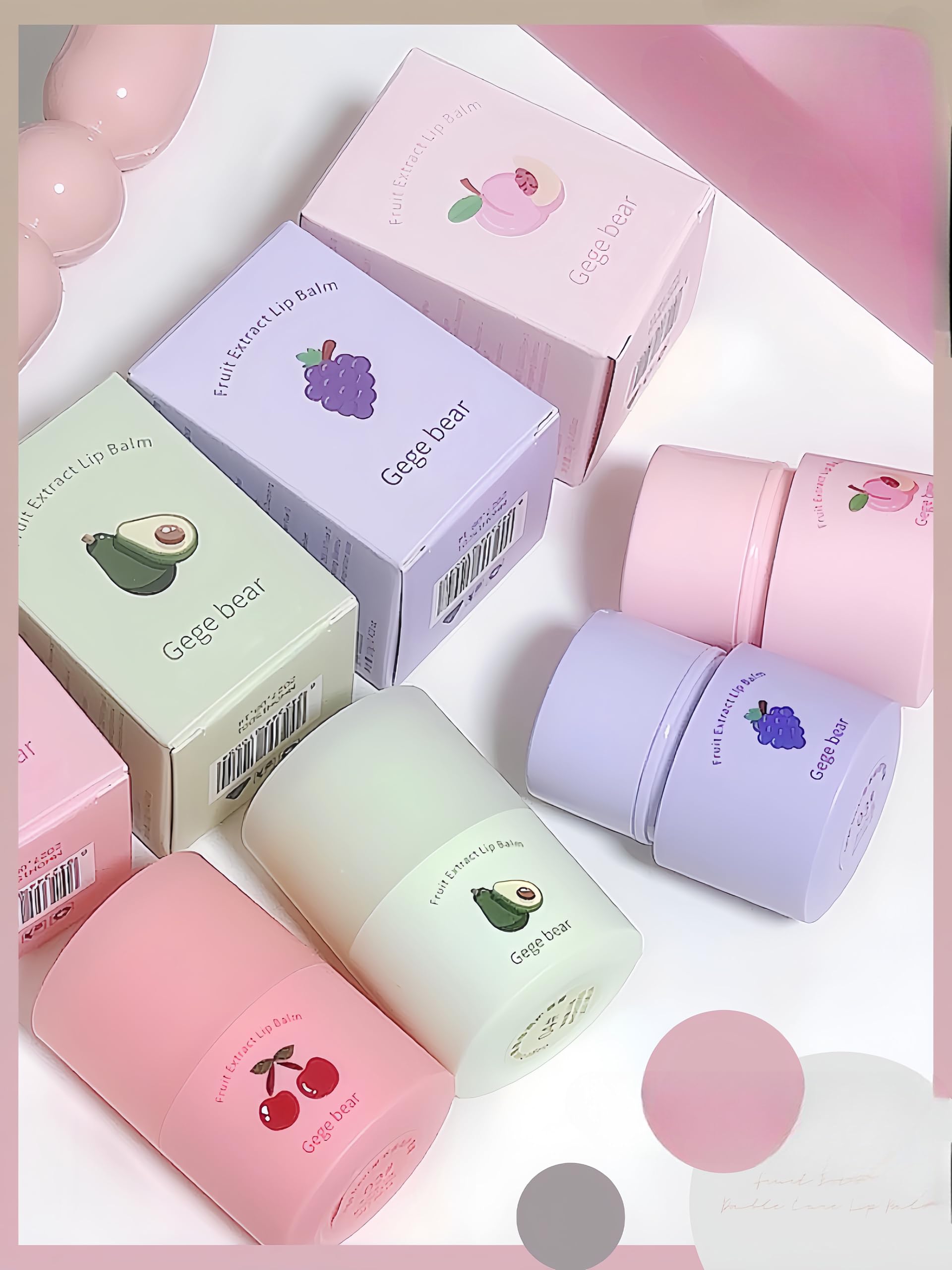 Gege Bear 4 Shade Lip Balm for Women | Baby Pink to Grape Tint | 4 Natural Fruit Shades in One | Chemical-Free with Soft Finish | Lip Care with Color Changing Effect (04# Avocado, 13g)-image-4