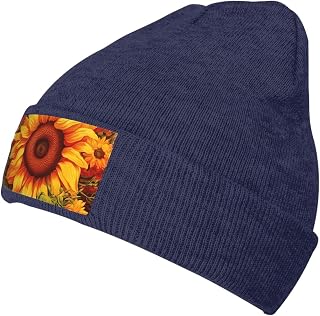 Beanie for Men Women Warm Winter Beanie Hats Sunflower Oil Painting Knit Hat Thermal Winter Hat Cap