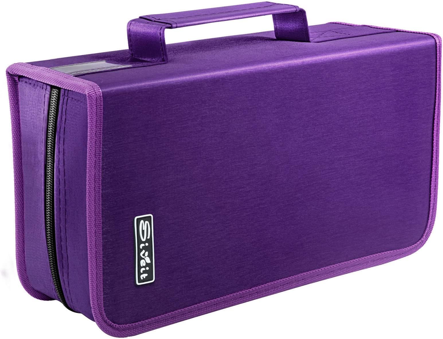 - DVD Case Holder, CD/DVD Case Wallet Binder Holder 160 Capacity CD DVD Cases Organizer Portable CD Binder Wallet for Home Travel (Black binder, Purple)