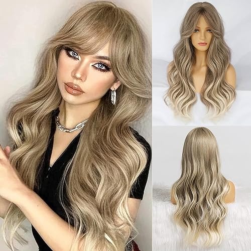 Ebingoo Peluca negra de 30 pulgadas de largo con flequillo para mujeres y niñas + 1 gorra de peluca, peluca larga rizada negra, pelucas sintéticas