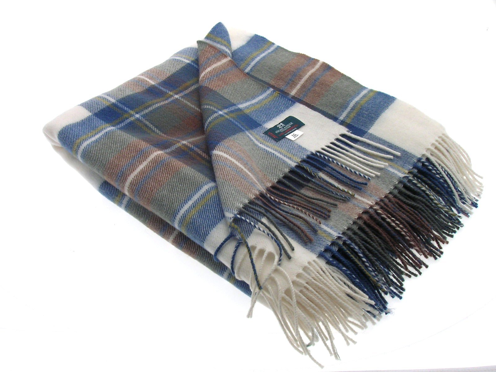 Couverture tartan Lochcarron plaid écossais bleu en laine 142x180