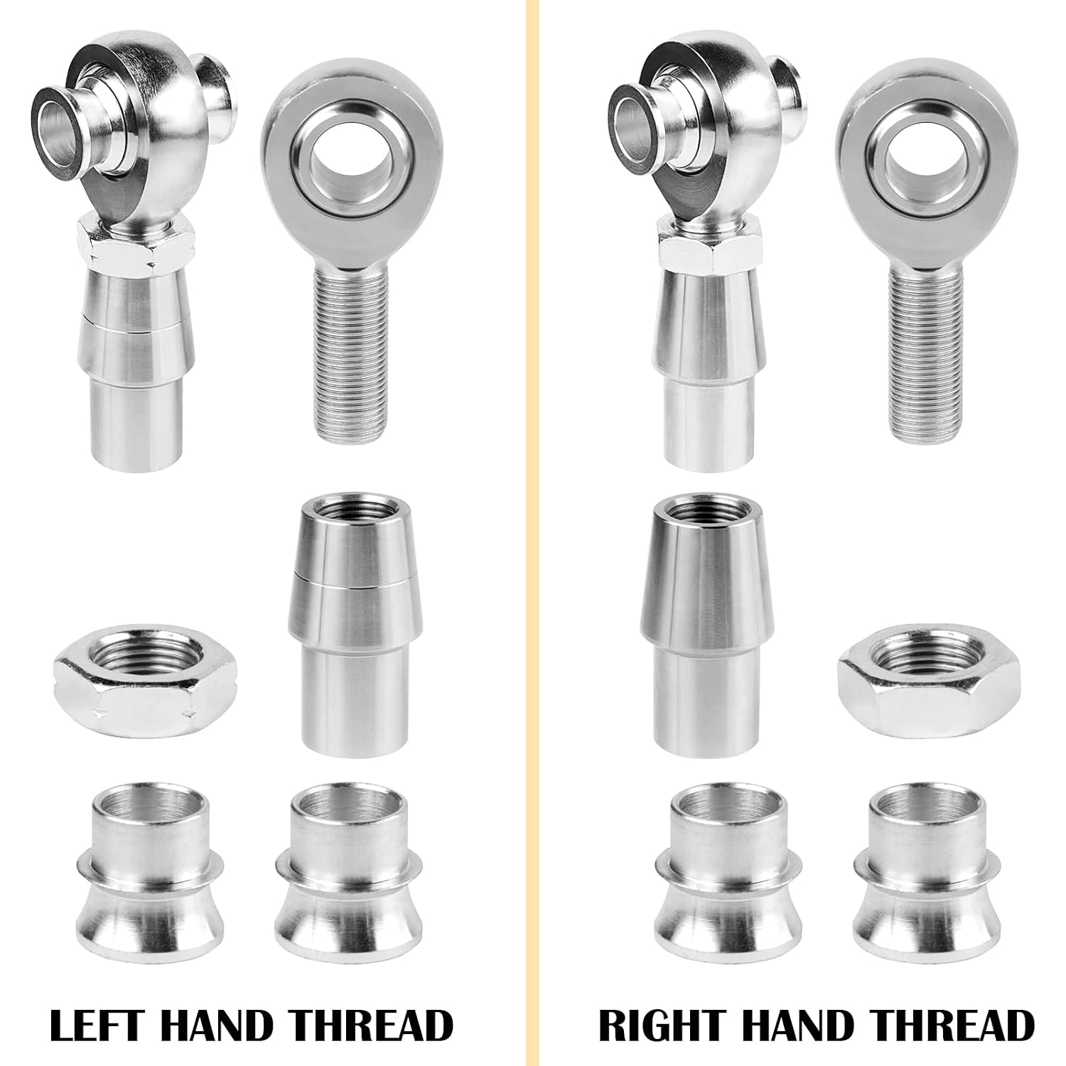 4 Pair 3/4" Heim Joints Rod End Kit | Right & Left Thread | 0.75 Chromoly Heim Joints Suspension Kit | w/Round Tube Adapter Misalignment Spacer Jam Nuts for Steering, Suspension, Traction Bars