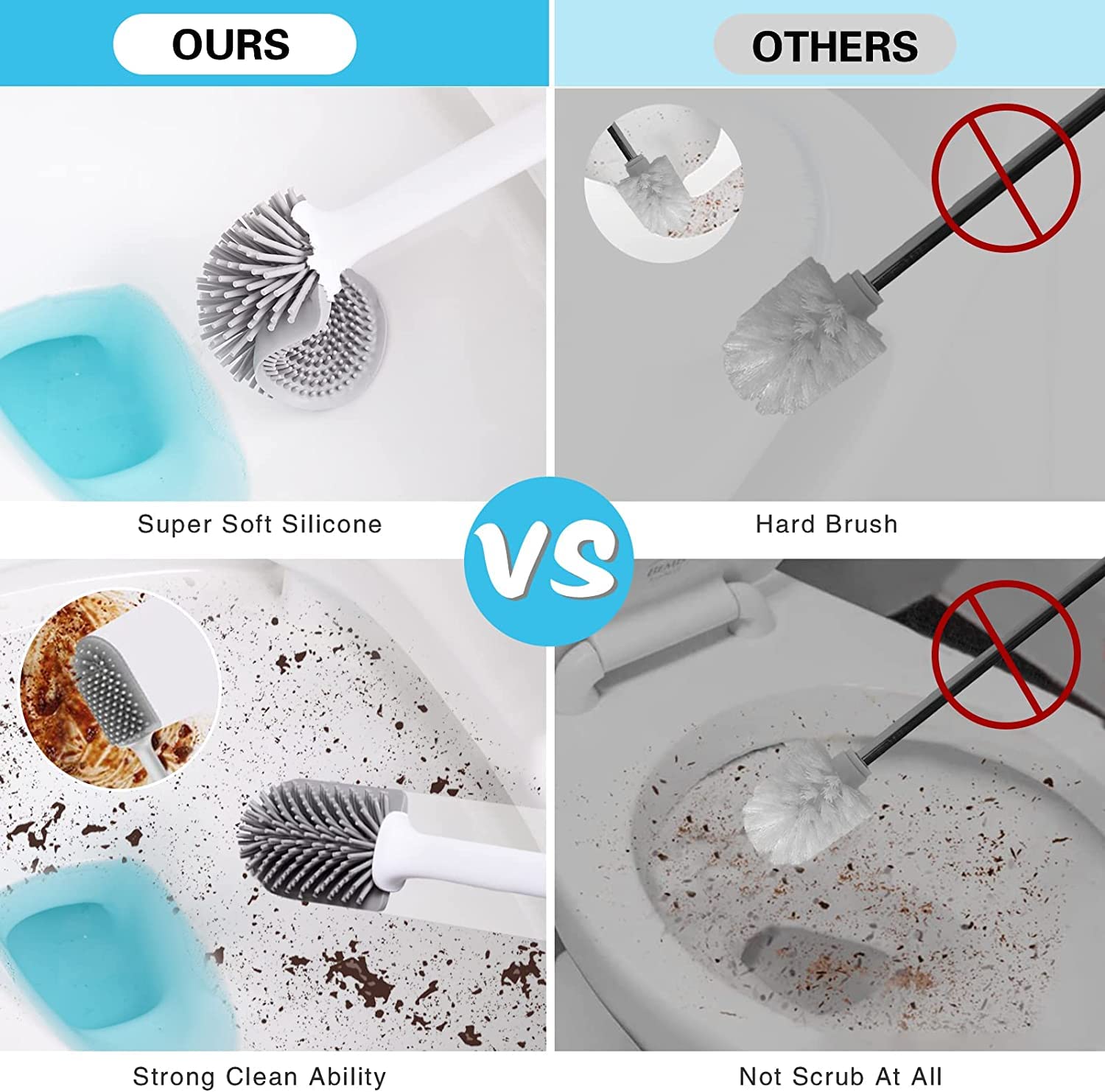 Upgraded Silicone Toilet Brush Set With Holder – Soft, Antibacterial Bathroom Cleaning Tool