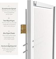 Vista 4 de Red Lantern Pantalla Shoji de doble cruz de 6 pies de alto, color blanco, 5 paneles