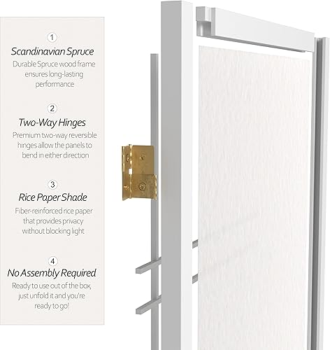 Miniatura 4 de Pantalla Shoji corta de doble cruz de 3 pies - Blanco - 5 paneles