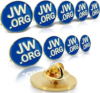 Jehovah Witness - 3/4" Round Blue Lapel Pin - JW.org Neck Tie Hat Tack Clip Women or Men Suits-Gold Round -10 Pcs