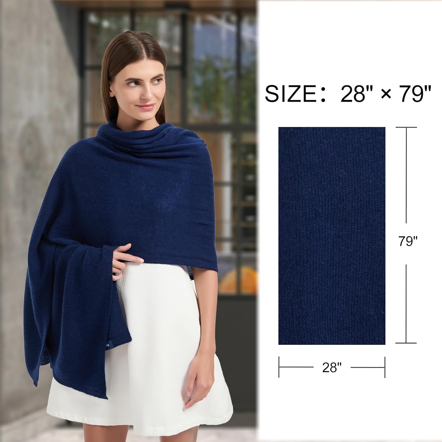 Luxury Cashmere Wool Blend Wrap for Women, All-Season Travel Wrap Shawl, Extra Large Blanket Shawl Scarf Pashmina - Image 3