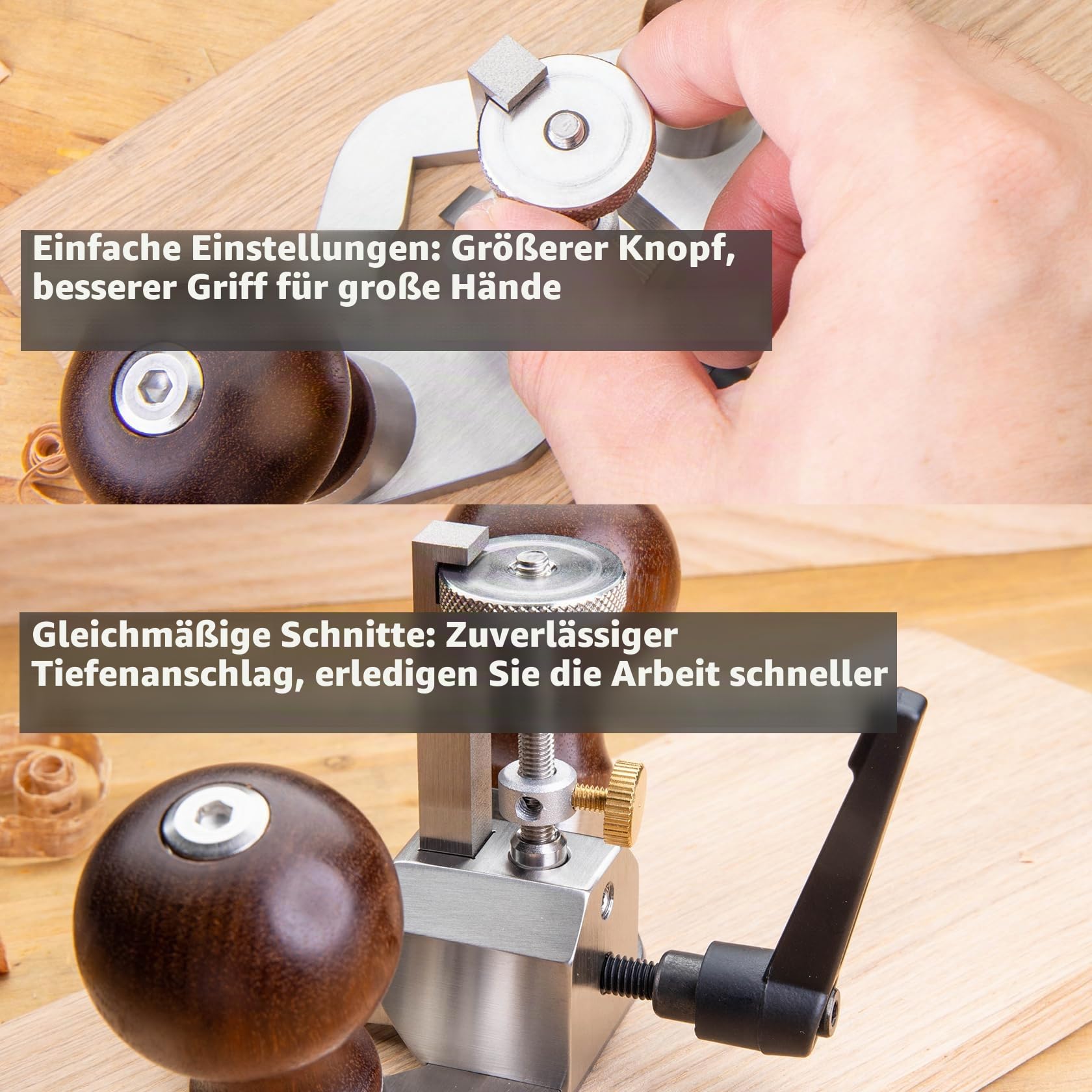 042 Grundhobel mit L-förmigem 8-mm-HSS | Einteiliges L-förmiges HSS-Eisen, Anschlagring, 25 mm Arbeitstiefe, für Ecken, Kanten und Scharnieraussparungen