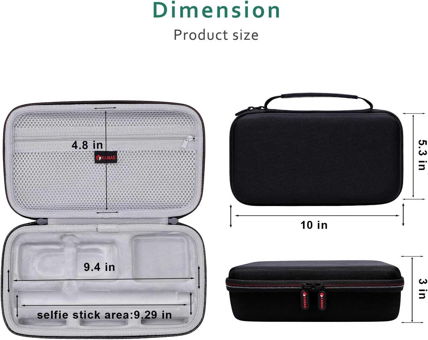 XANAD Hard Case for Insta360 X5/X4/X4 Air/X3/X2 Waterproof 8K insta360 action Cameras,114CM Selfie Stick- Storage Carrying Bag(Grey) - Image 3