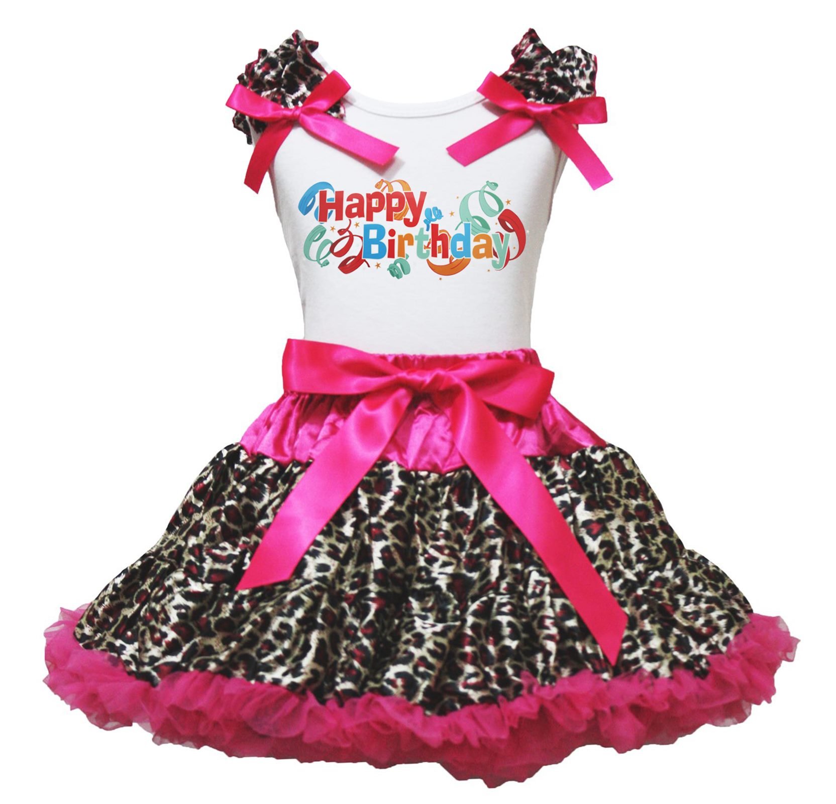 Conjunto de feliz cumpleaños con tutú rosa leopardo el regalo perfecto para niñas 2