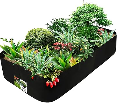 Fabric Raised Garden Bed, 128 Gallon 3 Grids Rectangle Garden Grow Bags, 3x6 FT Breathable Planter Raised Beds for Growing Vegetables Flowers Herb, Raised Planters for Outdoor Plants
