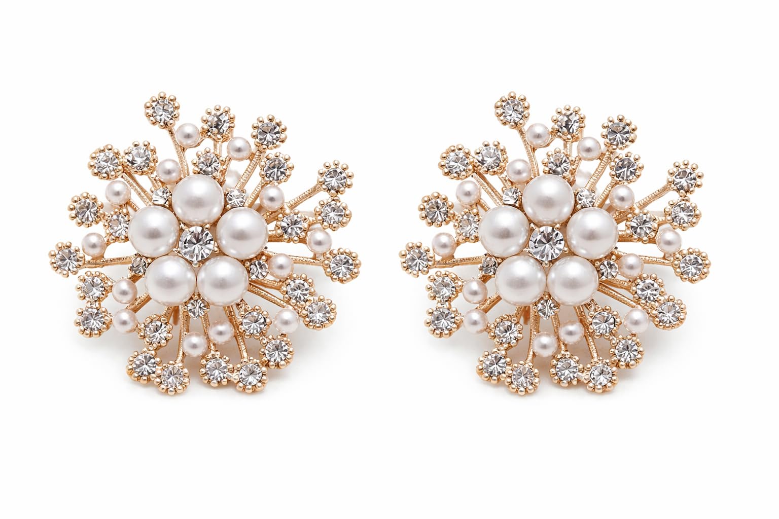 2Pcs Elegant Pearl & Rhinestone Flower Brooch Pin for Women | Premium Crystal Floral Saree Brooch for Dress, Shawl, Scarf & Blouse | Wedding, Party & Festive Jewelry Gift-image-24