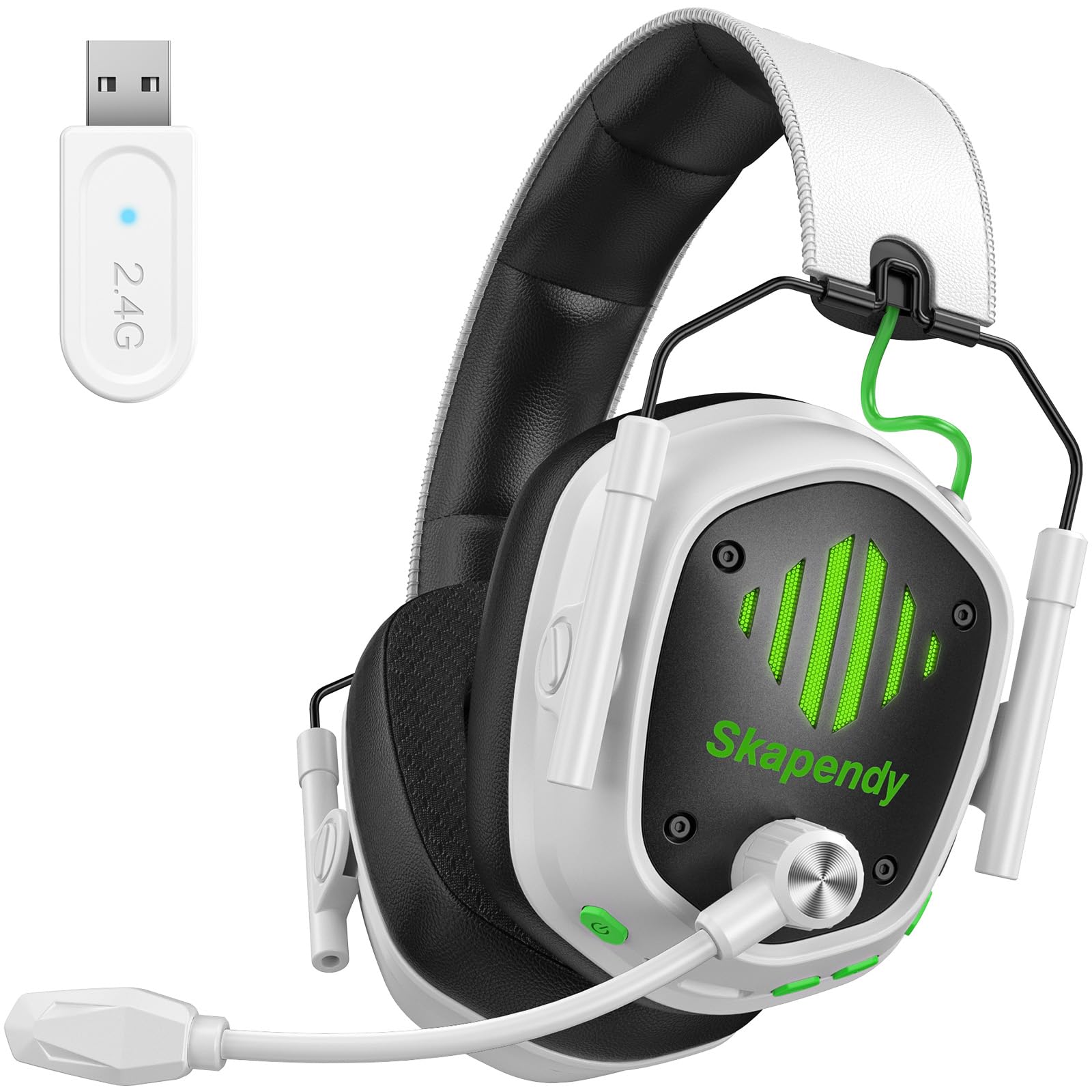 VK81 Wireless Gaming Headset für PS5, PS4, PC, Mac, Mobile, 2.4GHz &5.4 Bluetooth Gaming Kopfhörer Mit Noise Cancelling Mikrofon, 20ms Latenz, 3D Surround Sound, LED Licht, 50Hrs -Schwarz