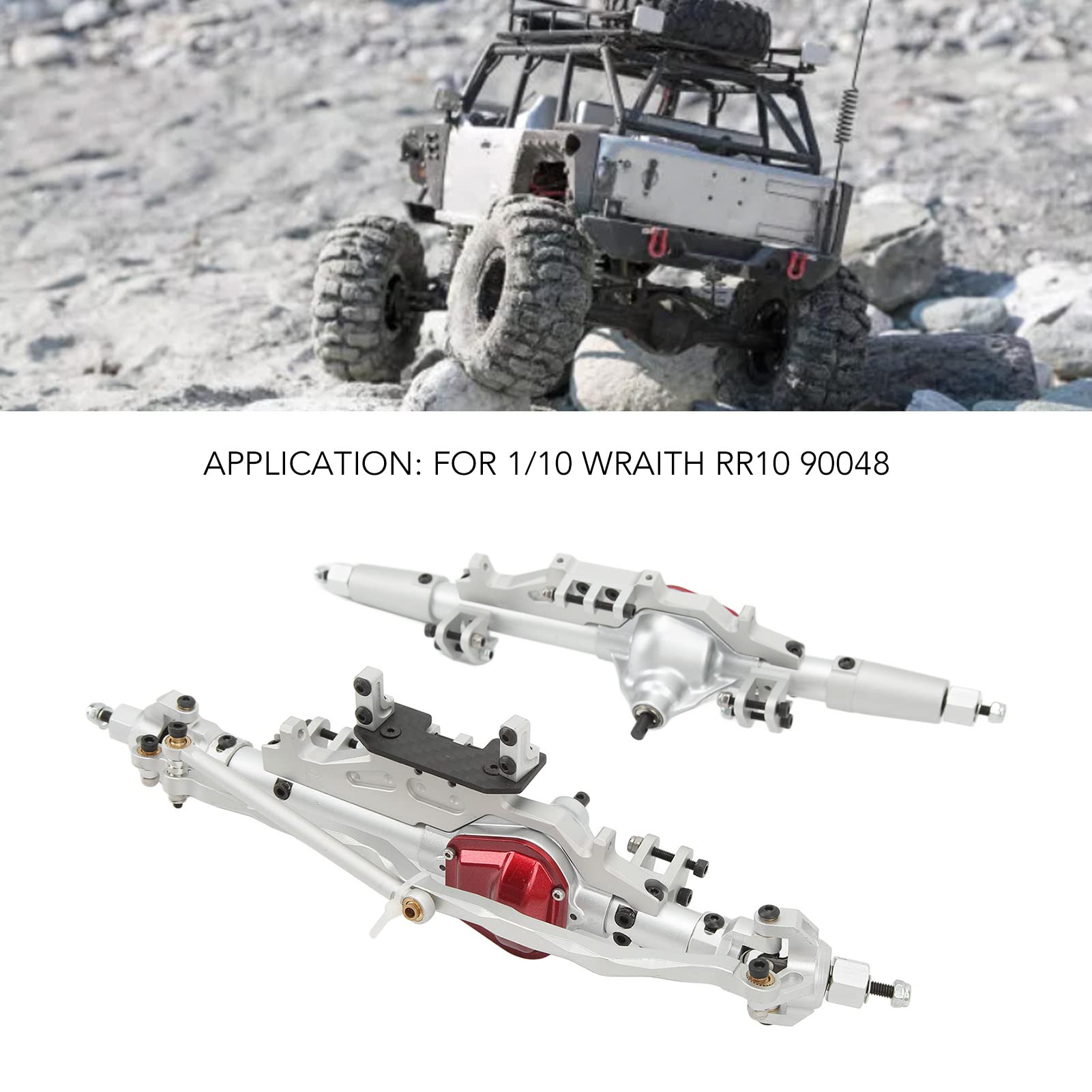 Alomejor Części Zamienne ze Stopu Aluminium Przedniej Osi Tylnej 1/10, Aktualizacja do Wraith RR10 90048, Poprawiona stabilność, Duży Prześwit Pod Pojazdem, łatwa Instalacja