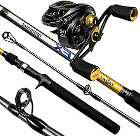 KIT DE PESCA PROFISSIONAL COMPLETO VARA SHIMANO FX 1.82M 6-15LB - CARRETILHA TUCUNA PRO 6000-6 ROLAMENTOS DRAG:6KG - REFORCADO - PESCA ESPORTIVA - ISCA ARTIFICIAL - TUCUNARE - LADO ESQUERDO