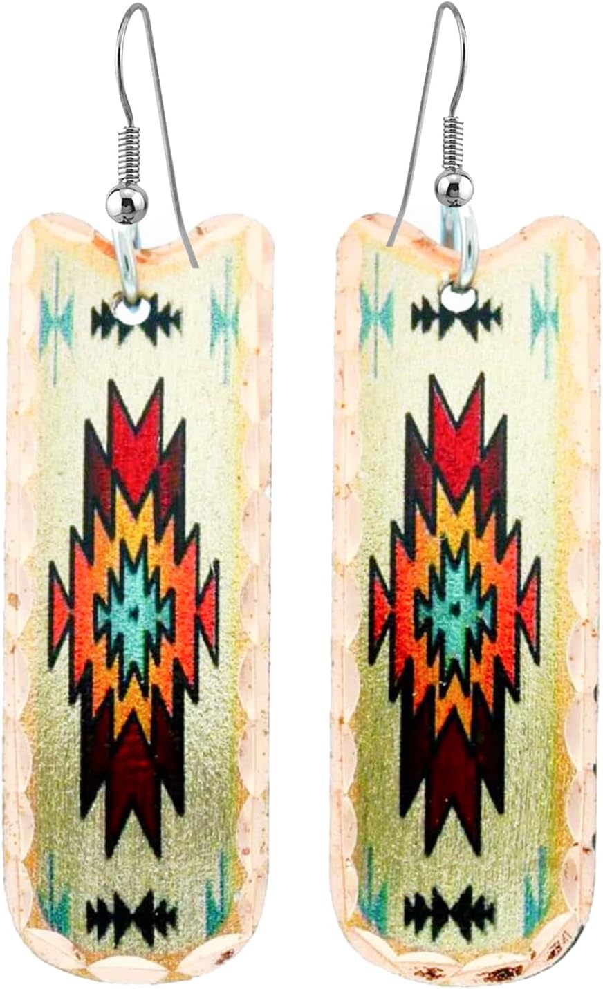 FRONT LINE JEWELRY RECT. Shaped SW Native American Earrings Horse/Feather/Flowers/Giraffe/Art Deco/Hummingbird/Sunburst/Bow/Cross/Southwestern Earrings