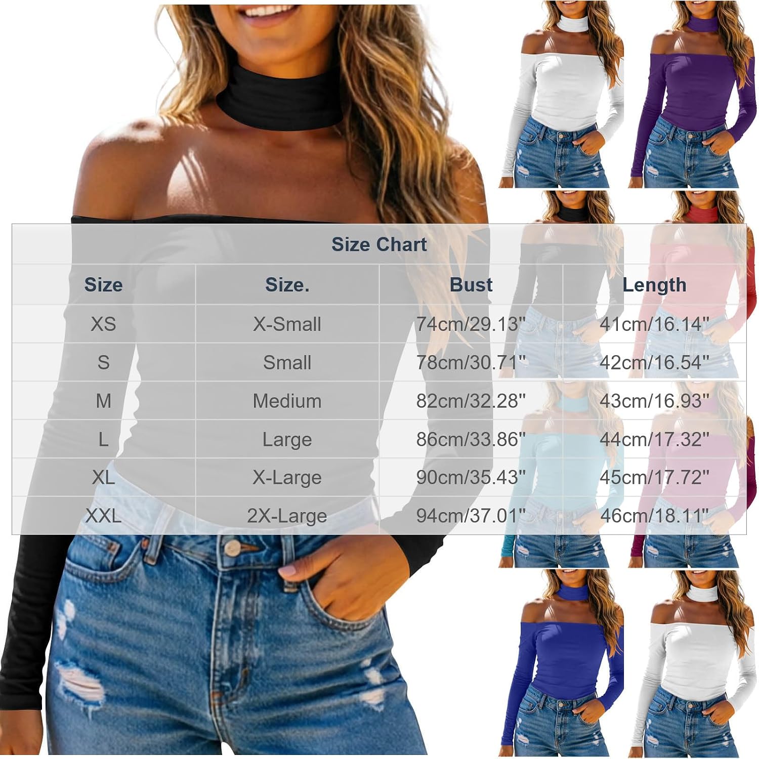 Womens Choker Long Sleeve Off Shoulder Fitted Casual Tops | Y2k Stretchy Cut Out Shoulder Design with Slim Silhouette, Going Out Club Night Wear Date Party Outfits