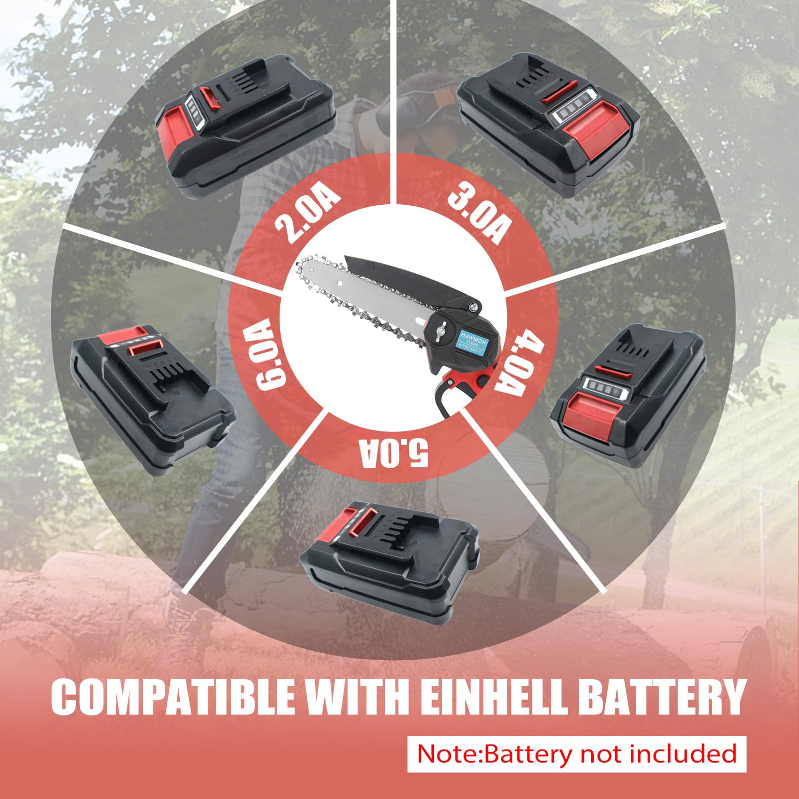 Akku Kettensäge für Einhell 18V Akku, 550W Handkettensäge Klein mit 2 Ketten, Motorsäge,Astkettensäge,Batteriebetriebene 6 Zoll Mini-Kettensäge zum Holzschneiden und Baumbeschneiden （Ohne Akku）