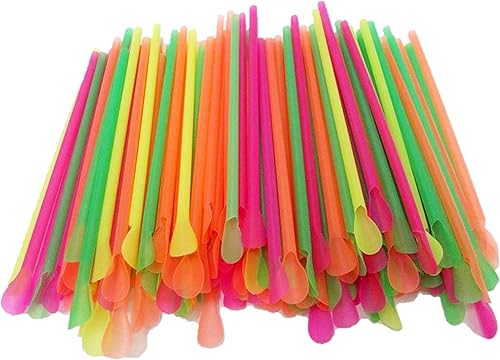Miniatura 3 de Generic 800 Ct Cucharas de Paja Slushy ICY Smoothie Cono de Nieve Colores Surtidos Beber Fiesta Rosa
