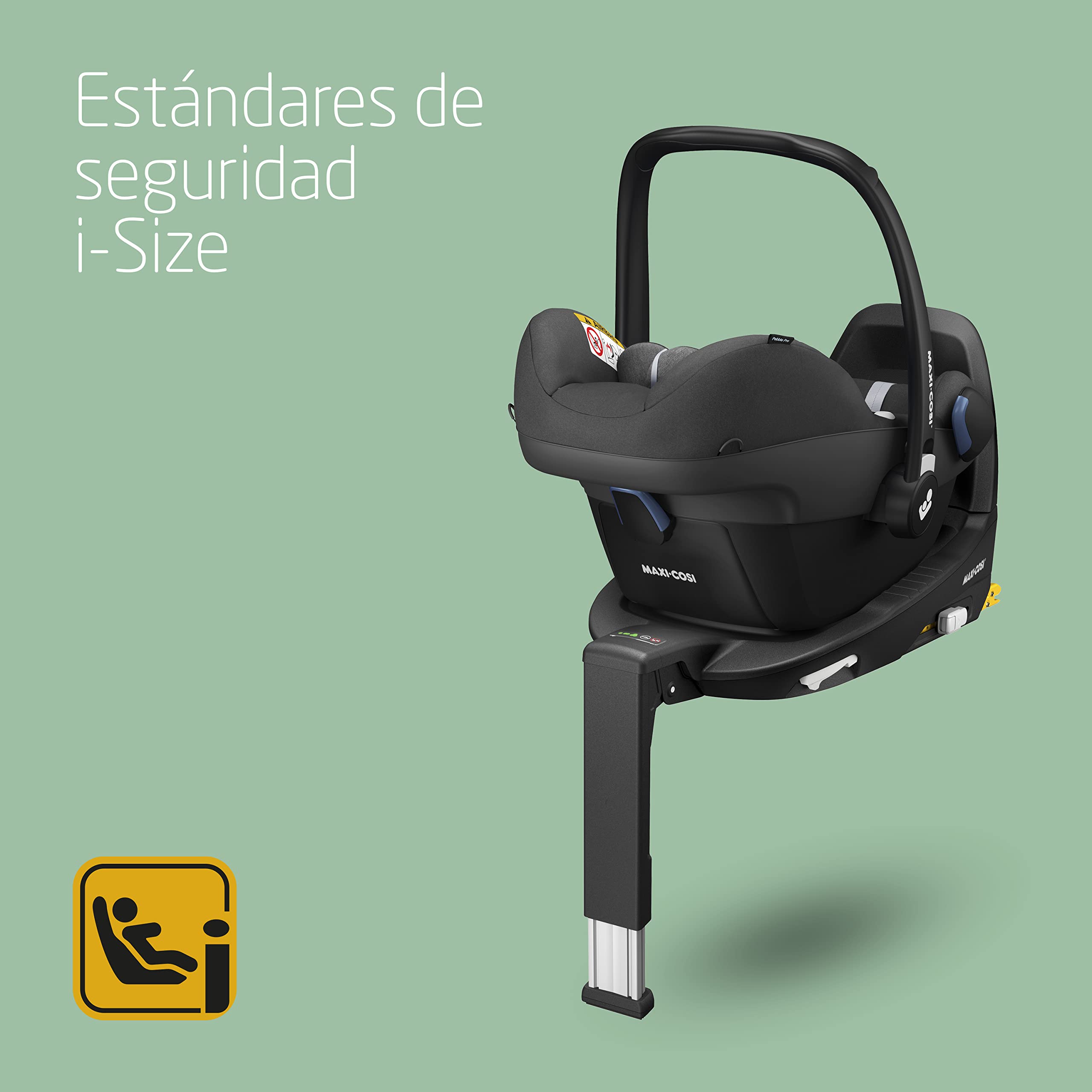 Maxi-Cosi Pebble Pro i-Size, Silla de coche bebé grupo 0+, cojín reductor para recién nacidos, reposacabezas ergonómico, 0-12 meses, 45-75 cm, Essential Black
