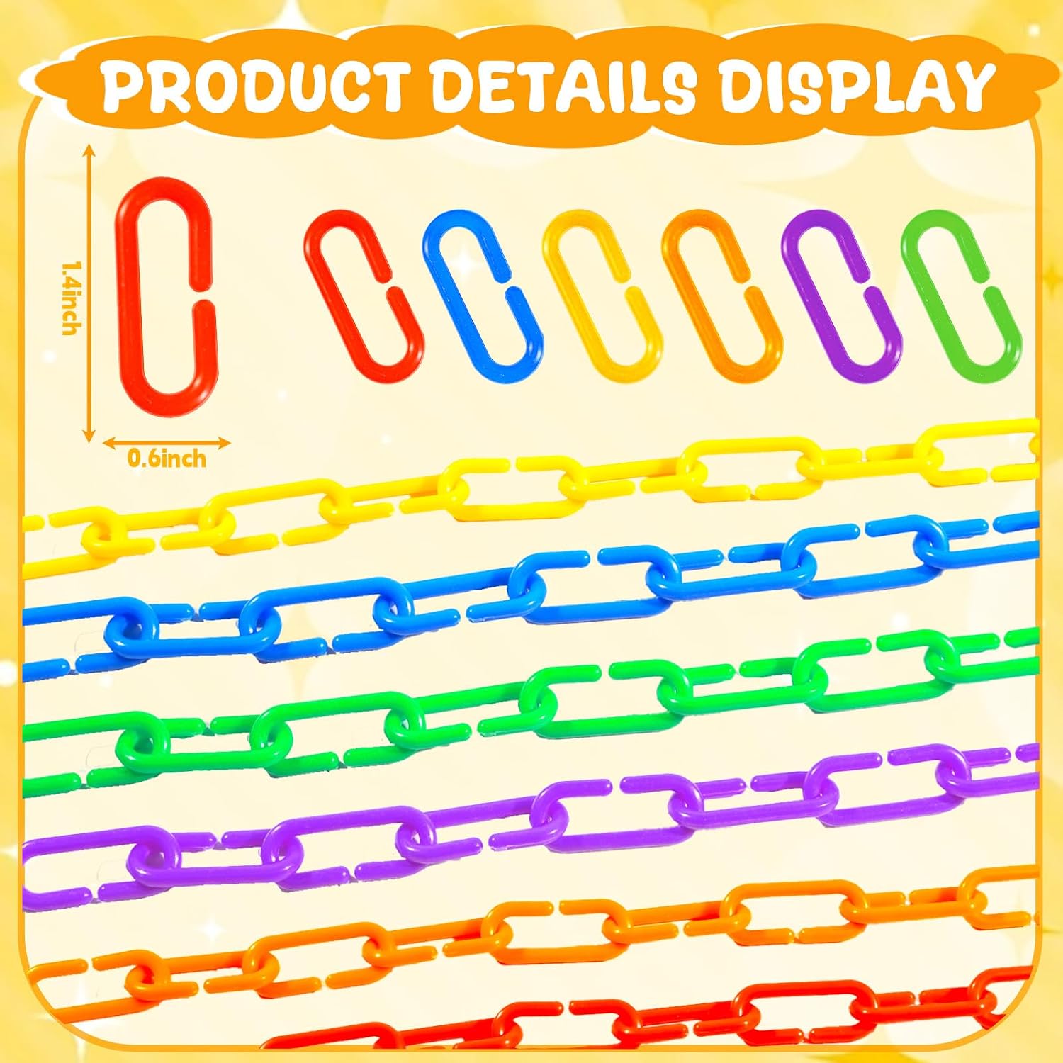 Bbiamsleep 600 Pcs Plastic Chain Links, 6 Colors Linking Activity Kit | Plastic Links Fine Motor Skills for Color Recognition Counting Sorting Skills