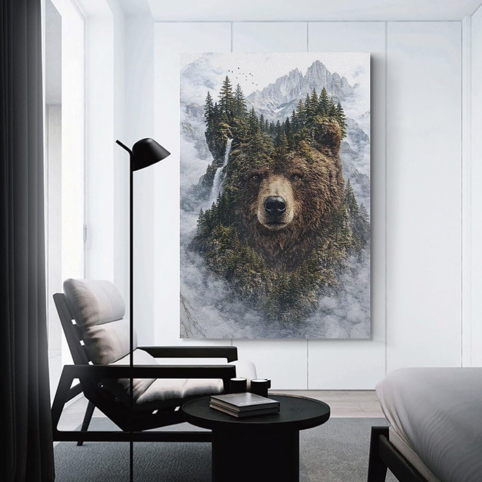 Junmoney Bear The Forest’s Timeless Guardian Home Decor Wall Art, 20x30inch(50x75cm), for Home Walls, Creative Rooms Or Shared Spaces, An Adaptable Decor Piece for Home Use