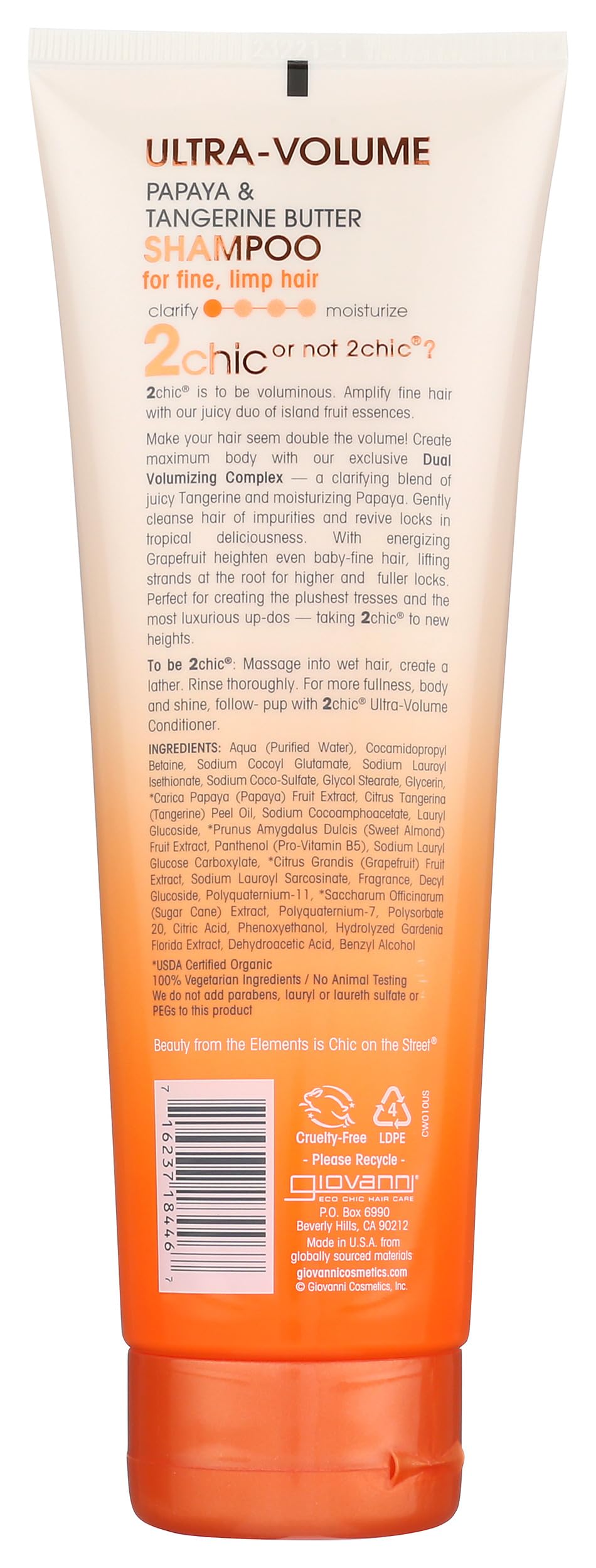 GIOVANNI 2chic Ultra-Volume Shampoo - Daily Volumizing Formula with Papaya & Tangerine Butter, Promotes Weightless Control for Fine Limp Thin Hair, No Parabens, Color Safe - 8.5 fl oz thumbnail 2