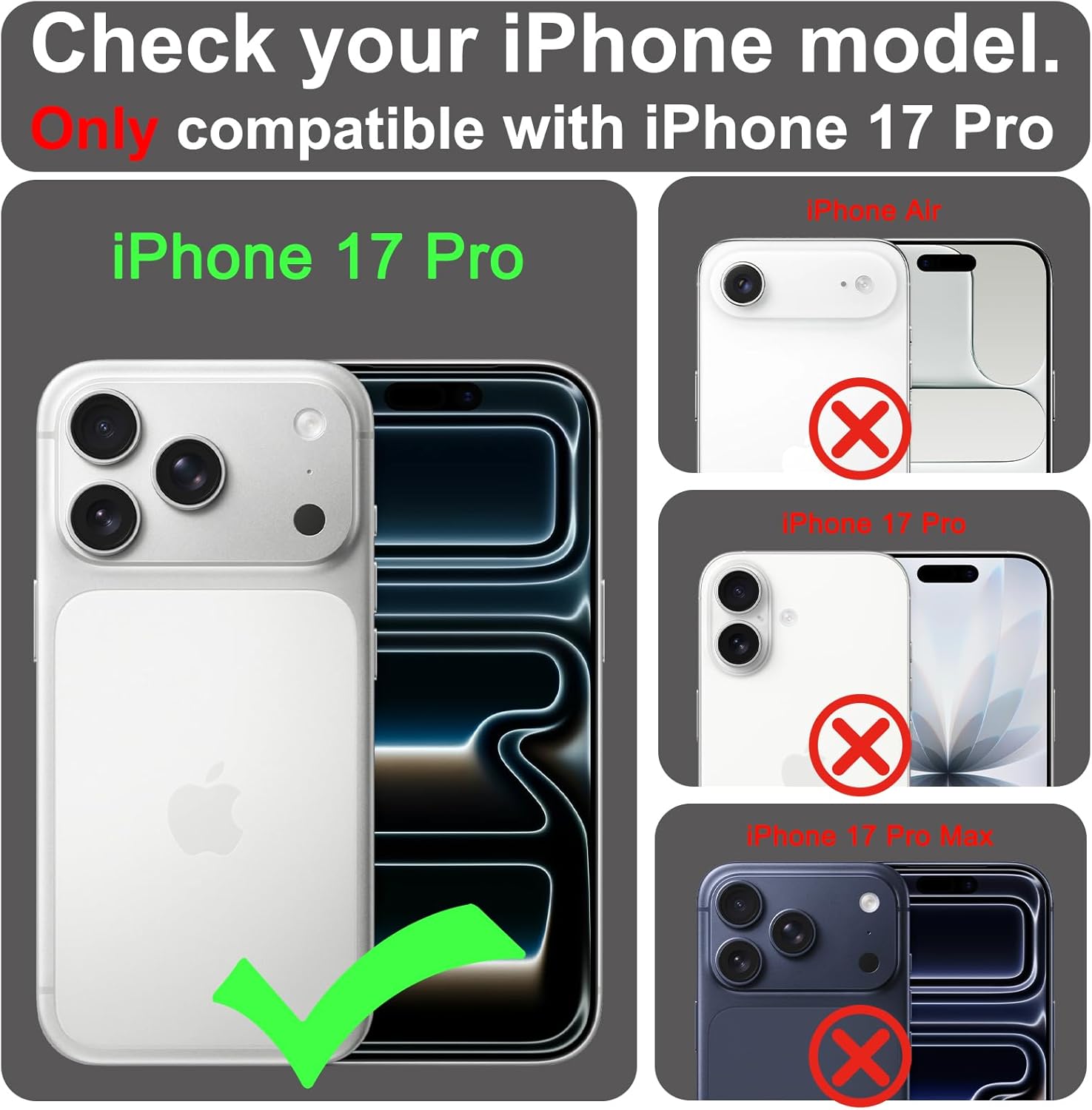 VANAVAGY Compatible for iPhone 17 Pro Wallet Case for Magsafe Wireless Charging, PU Leather Flip Folio Shockproof Phone Cover with Wrist Strap RFID Blocking Card Holder [Screen Protector],Black