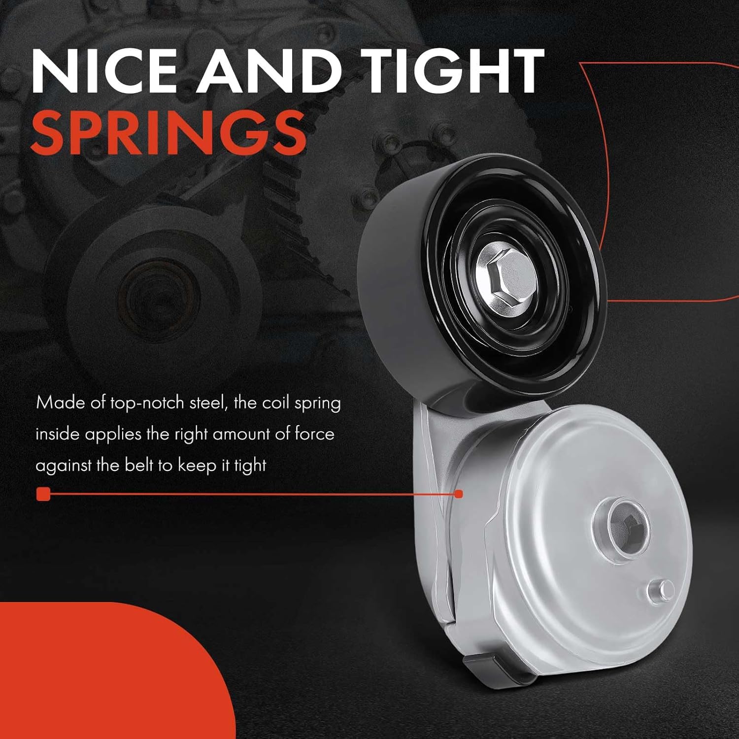 A-Premium Belt Tensioner Assembly with Pulley Compatible with Chevrolet Silverado 2500 HD, Silverado 3500 & GMC Sierra 2500 HD, Sierra 3500, 2001, 6.6L, Replace# 8973008570, 8972220214